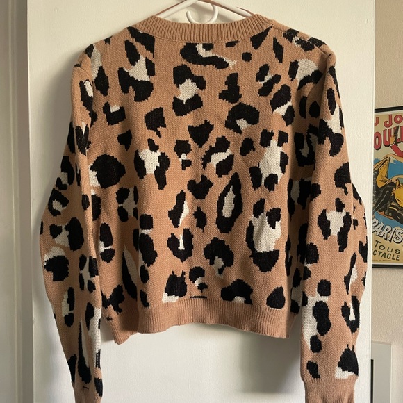 Oversized Leopard Print Crew Neck Sweater - Picture 5 of 5